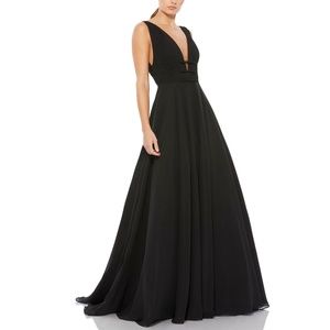 Mac Duggal 55379 Deep V-Neck Chiffon Gown